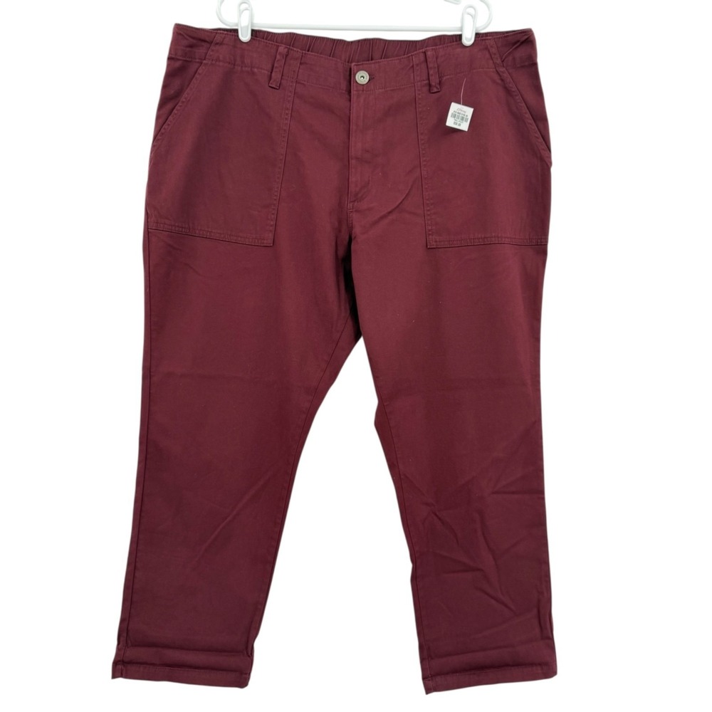 St. Johns Bay Women's Stretch Zip/ Elastic Autumn Burgundy Pants Plus Sz 22W NWT